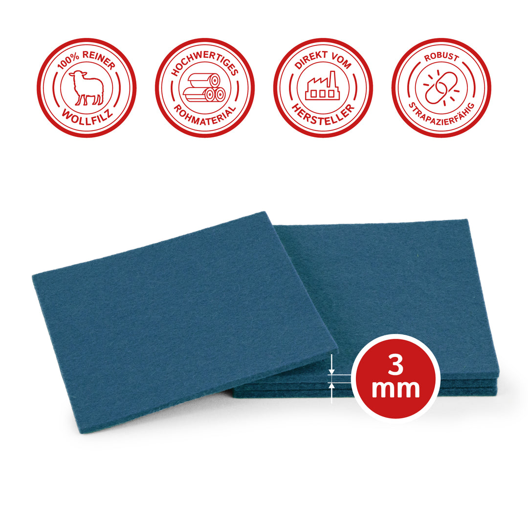 Coasters made of felt design felt (100% wool felt), square, 11 x 11 cm, 3 mm thick, 4 pieces