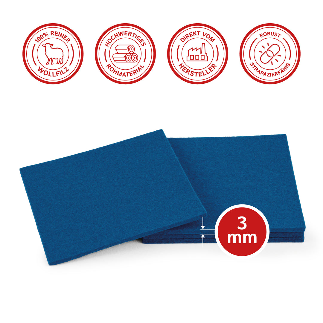 Coasters made of felt design felt (100% wool felt), square, 11 x 11 cm, 3 mm thick, 4 pieces