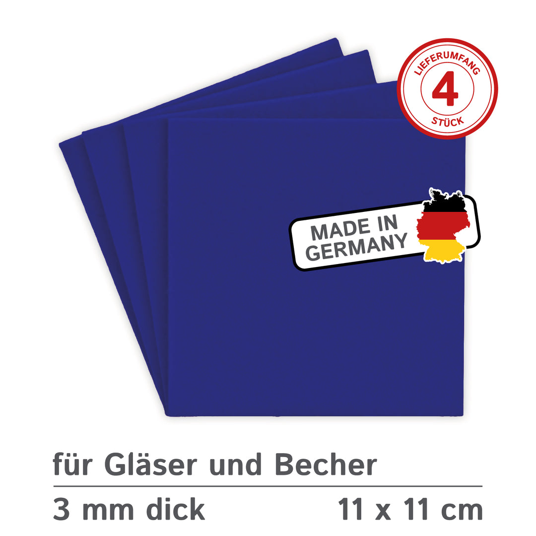 Coasters made of felt design felt (100% wool felt), square, 11 x 11 cm, 3 mm thick, 4 pieces