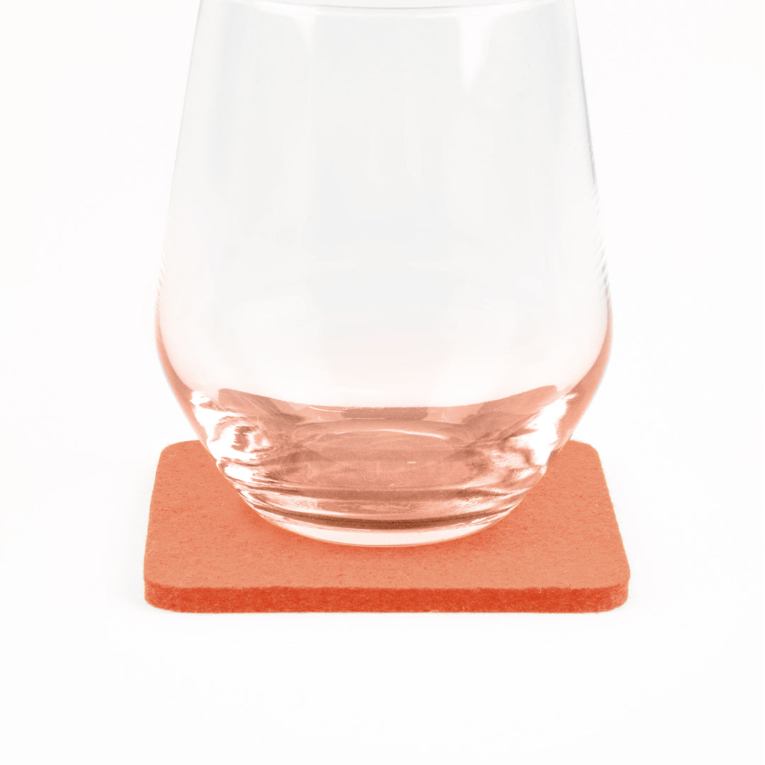 Filz Glasuntersetzer in pastell orange 4 Stück 3mm dick 9x9cm