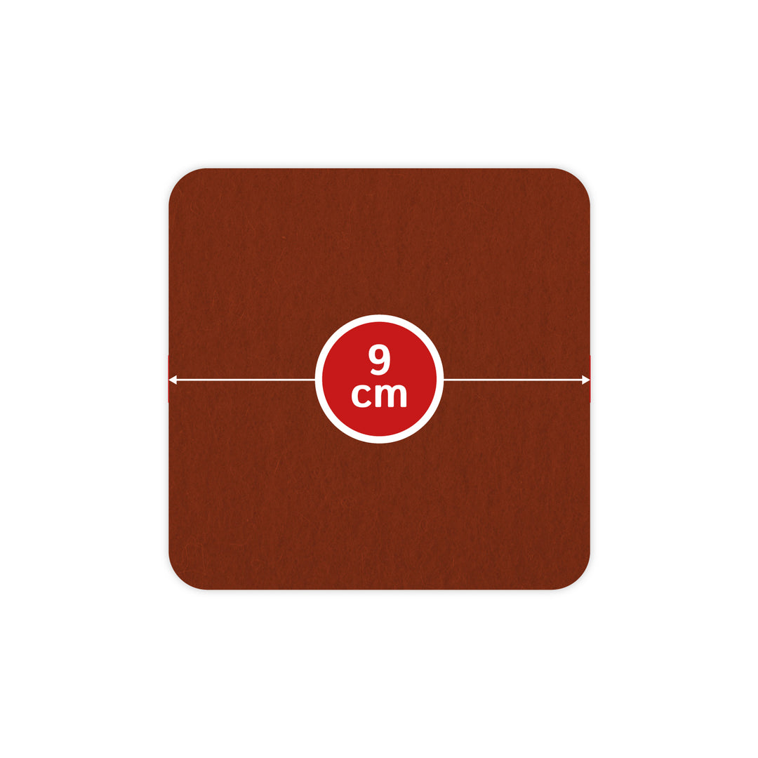 Filz Glasuntersetzer in braunrot 4 Stück 3mm dick 9x9cm