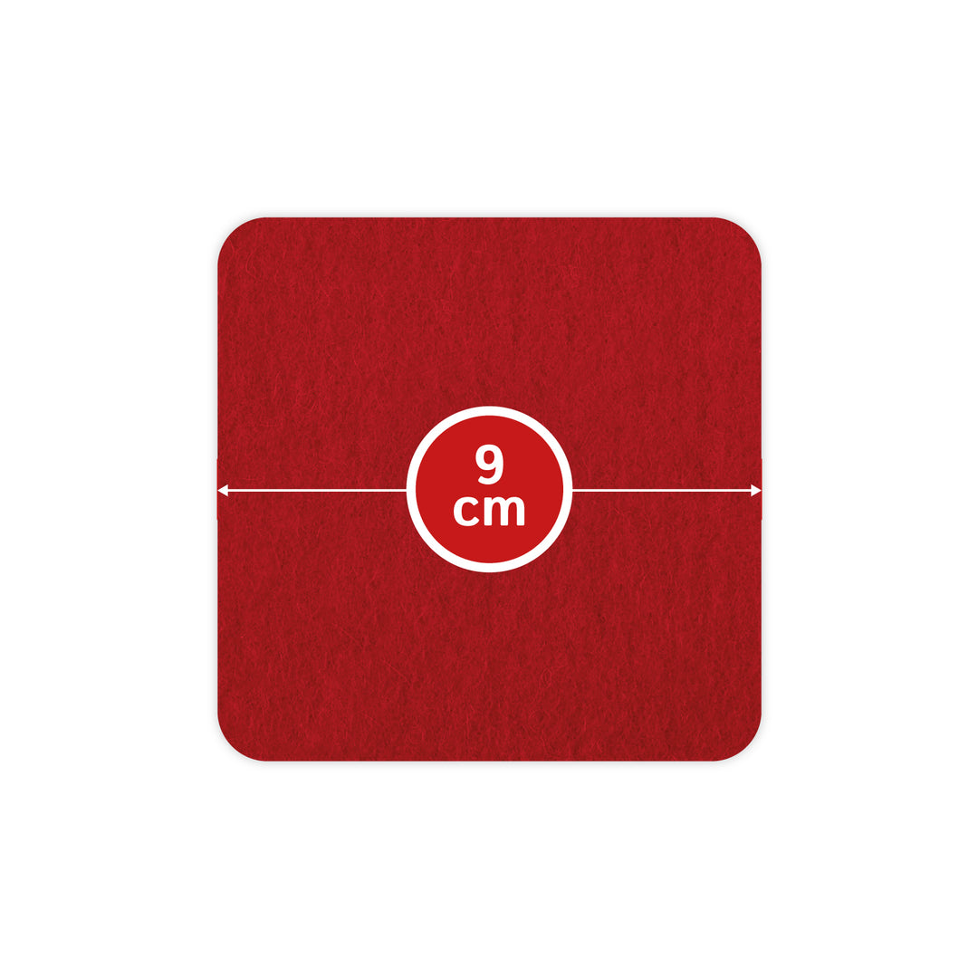 Filz Glasuntersetzer in karminrot 4 Stück 3mm dick 9x9cm