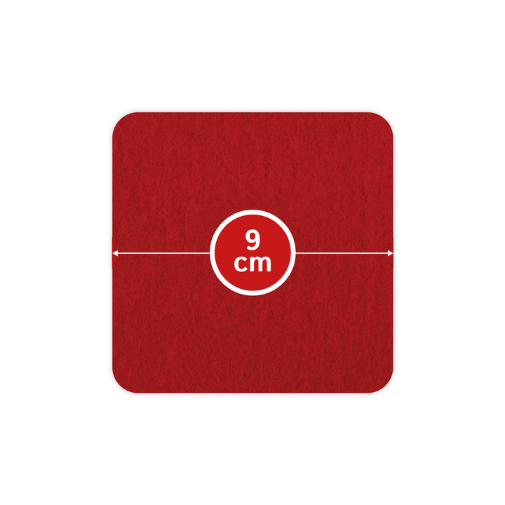 Filz Glasuntersetzer in karminrot 4 Stück 3mm dick 9x9cm