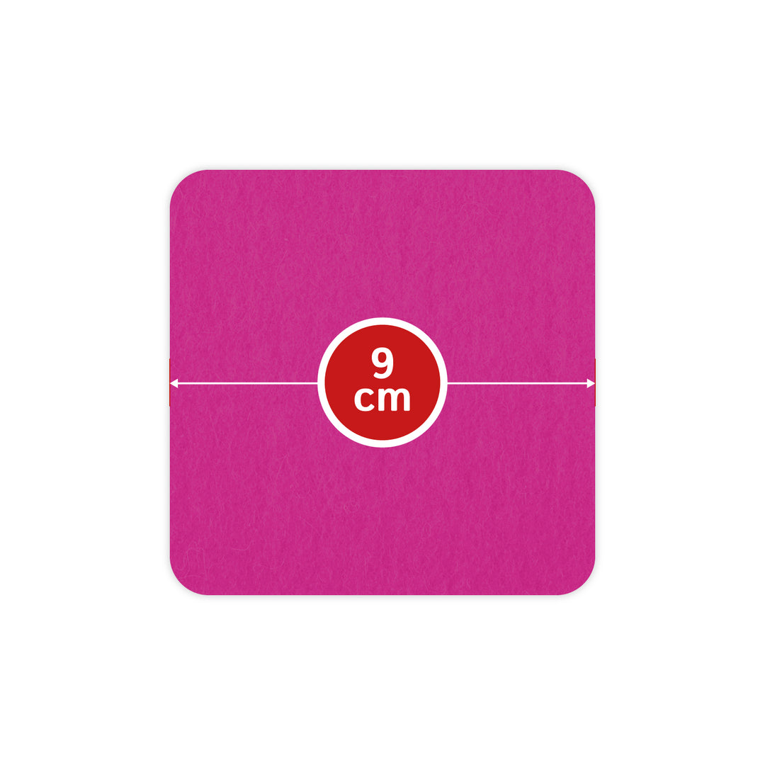 Sous-verres à bière en feutre, coins arrondis, 9 x 9 cm, épaisseur 3 mm, lot de 4