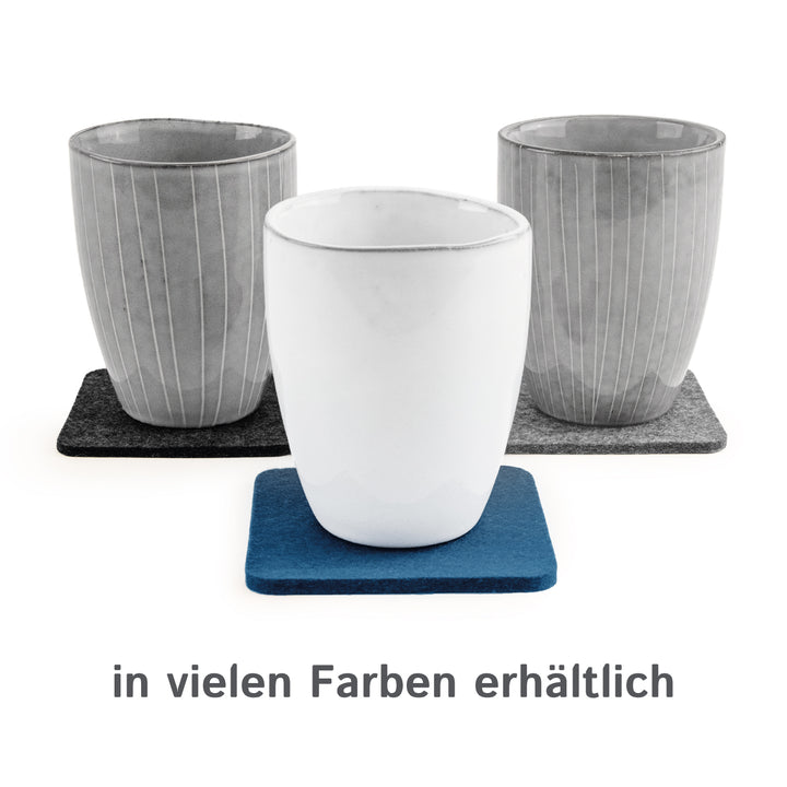 Filz Glasuntersetzer in mittelblau 4 Stück 3mm dick 9x9cm