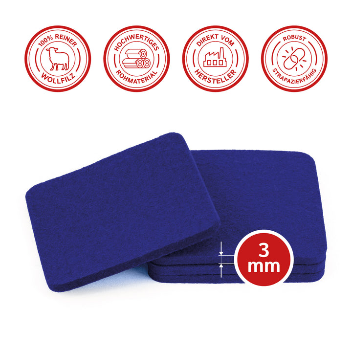 Filz Glasuntersetzer in nachtblau 4 Stück 3mm dick 9x9cm