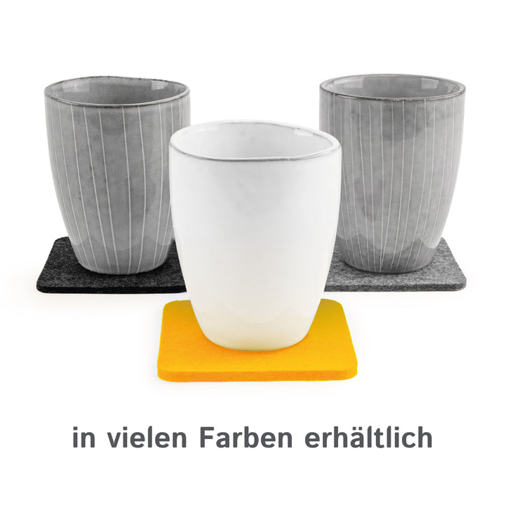 Filz Glasuntersetzer in gelb 4 Stück 3mm dick 9x9cm