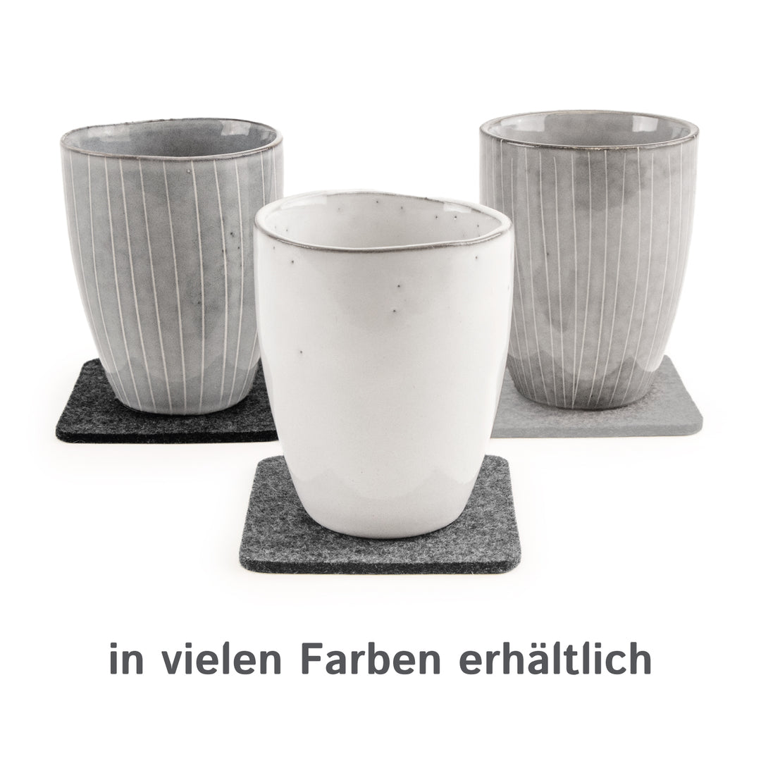 Filz Glasuntersetzer in anthrazit 4 Stück 3mm dick 9x9cm