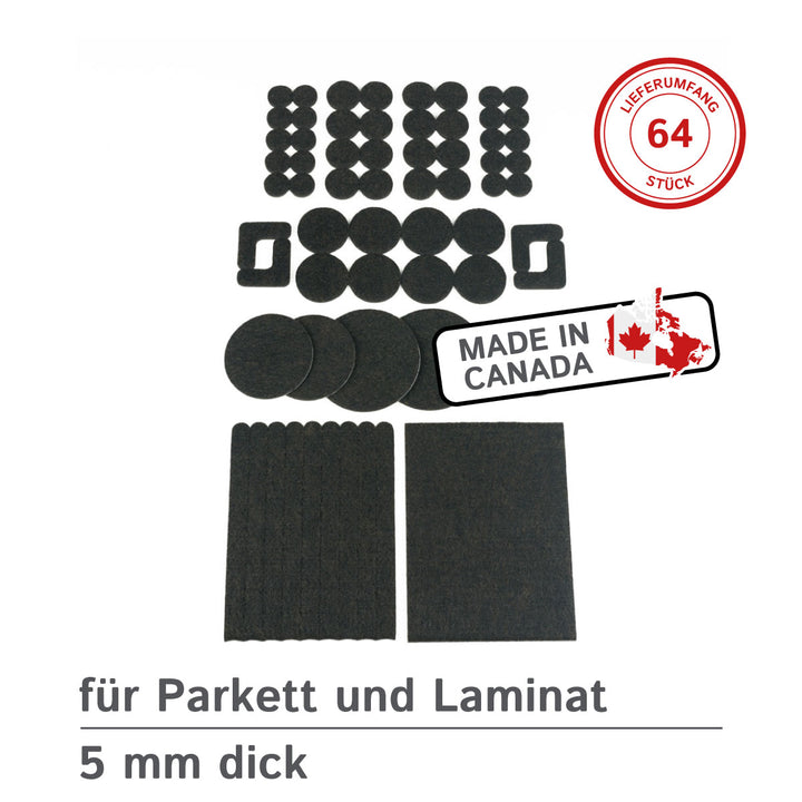 Felt gliders, self-adhesive, set of 64