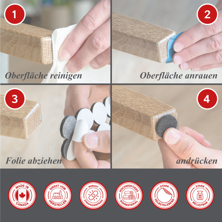 Felt gliders, self-adhesive, set of 64