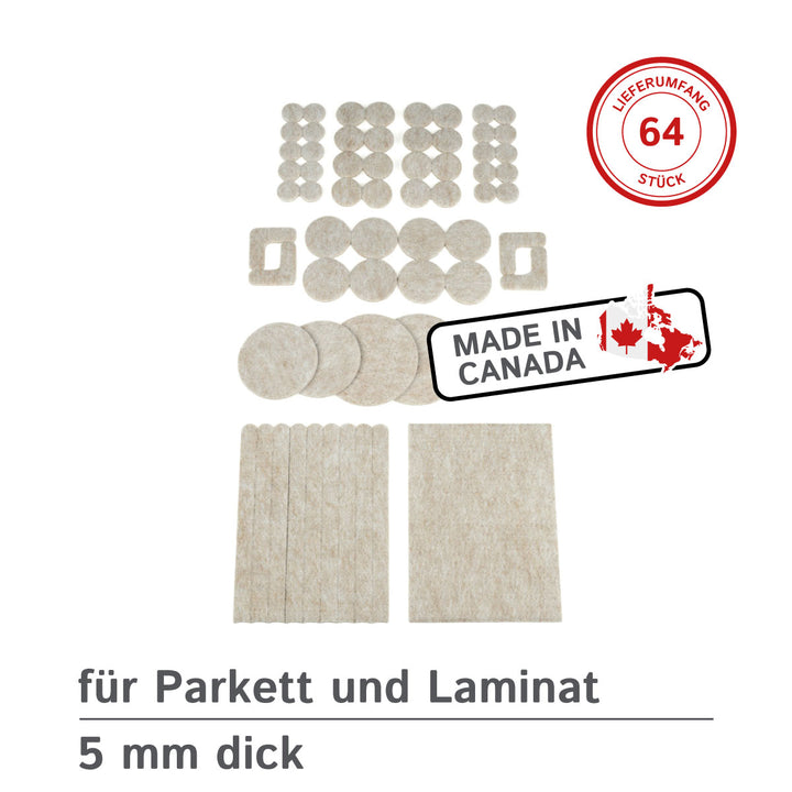 Felt gliders, self-adhesive, set of 64