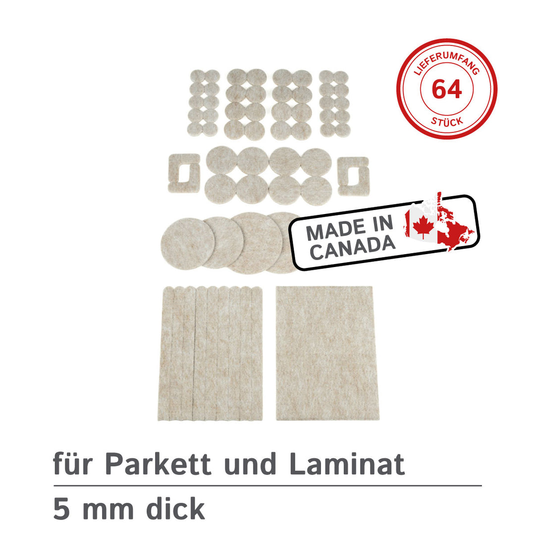 Felt gliders, self-adhesive, set of 64