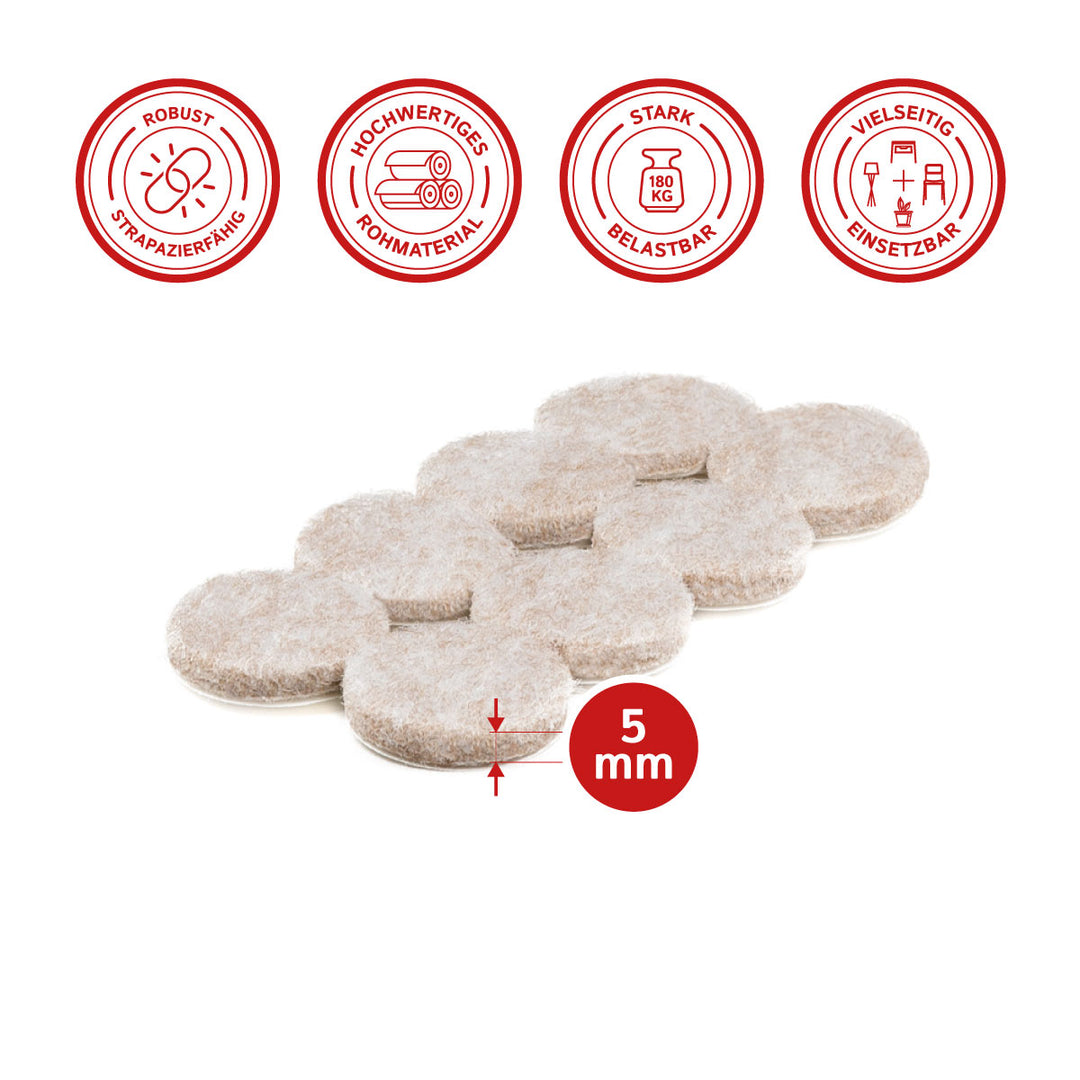 Felt gliders, self-adhesive, set of 64