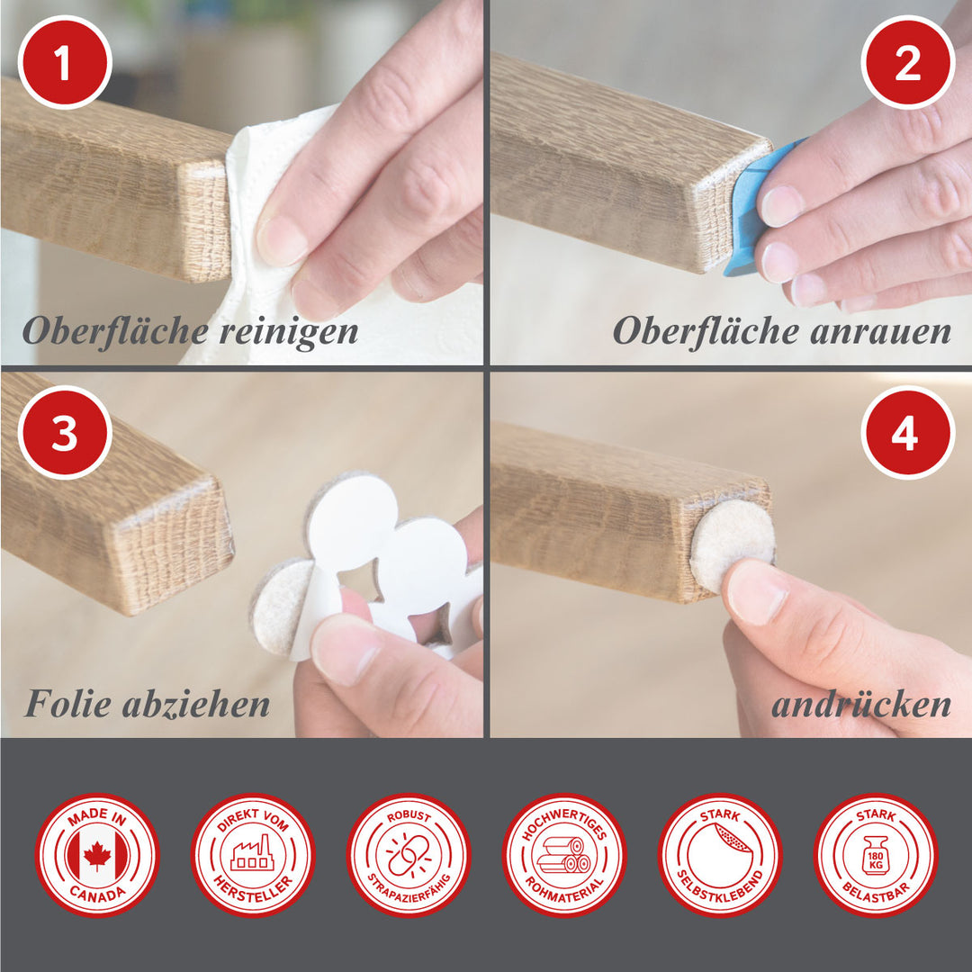 Felt gliders, self-adhesive, set of 64