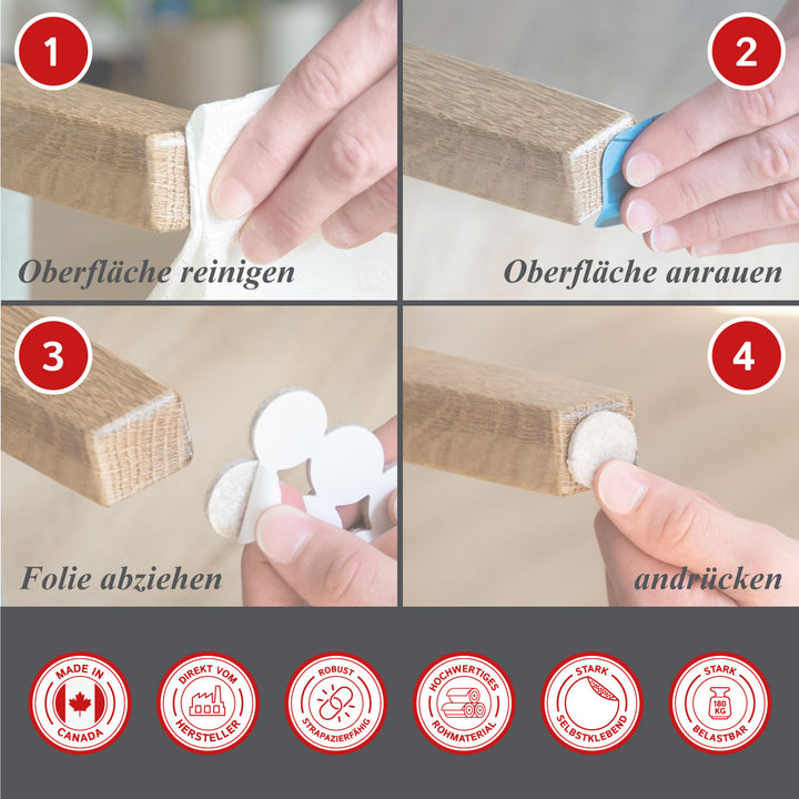 Felt gliders, self-adhesive, set of 64