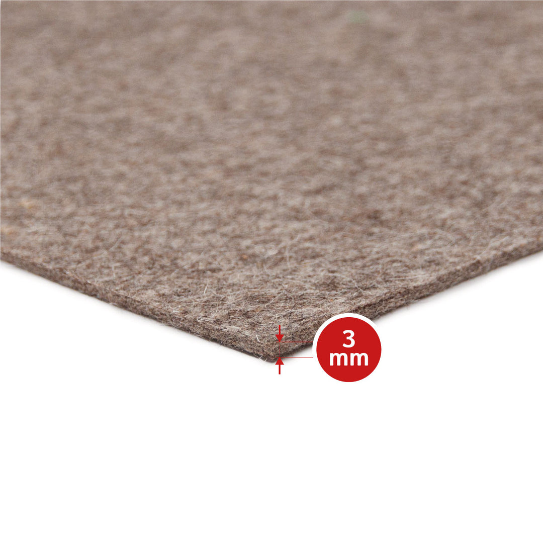 Wollfilz Meterware 3mm dick, 1,70m breit (weich 0,20 kg/cdm), dicker Filz auf Rolle
