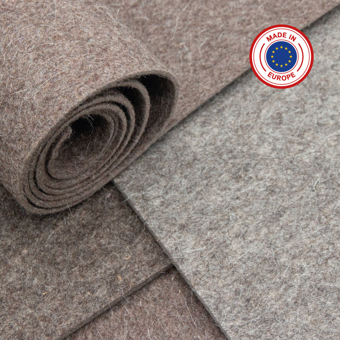 Wollfilz Meterware 3mm dick, 1,70m breit (weich 0,20 kg/cdm), dicker Filz auf Rolle
