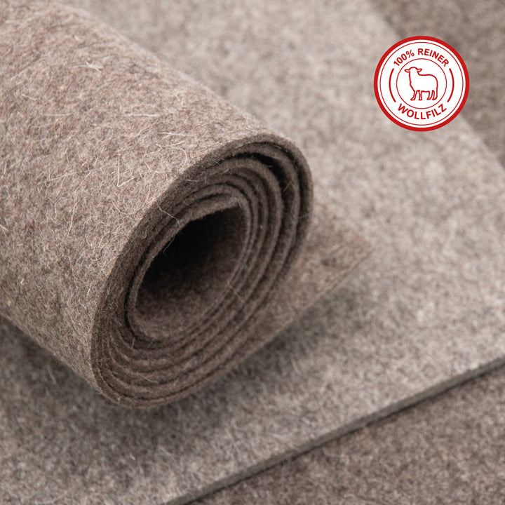 Wollfilz Meterware 3mm dick, 1,70m breit (weich 0,20 kg/cdm), dicker Filz auf Rolle