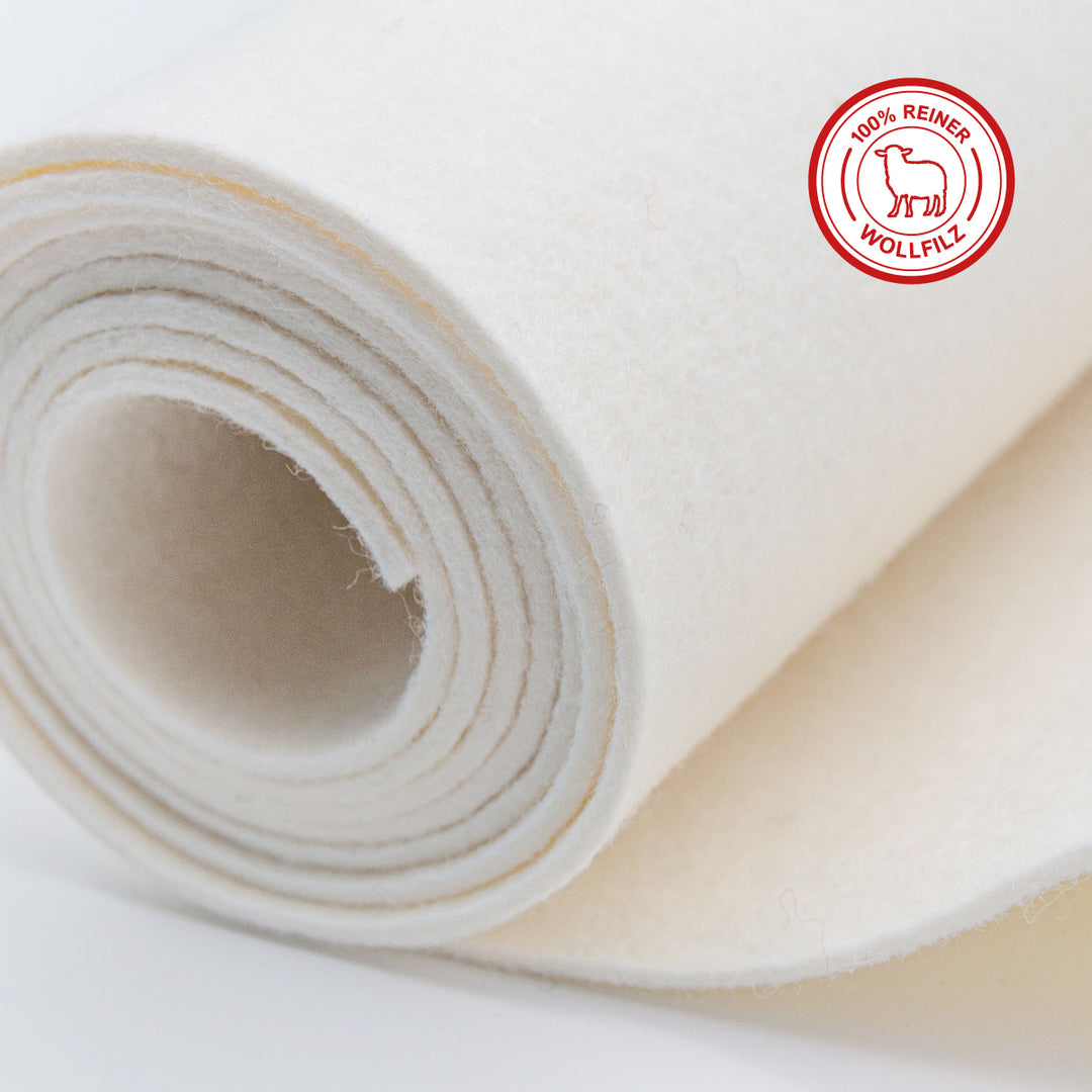 Wollfilz Meterware 3mm dick, 1,70m breit (weich 0,20 kg/cdm), dicker Filz auf Rolle