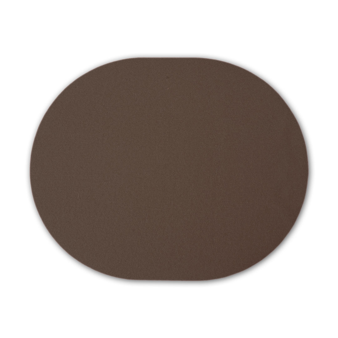 Placemat made of designer felt from filzbrand, oval, 42 x 34 cm, 5 mm thick, 1 piece, brown