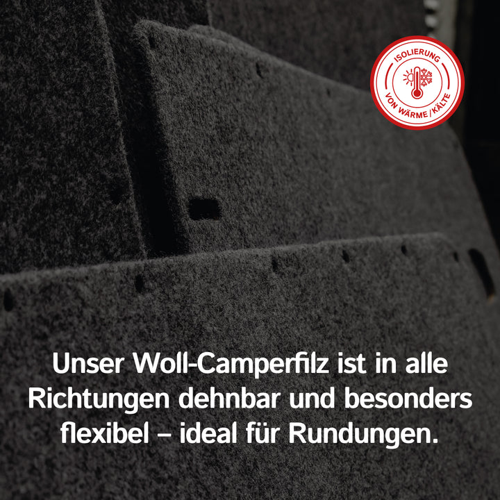 Wollfilz für Camper: 100% Natur-Nadelfilz - 3mm dick dehnbar & atmungsaktiv - Made in Germany