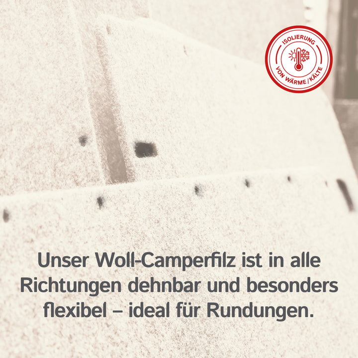 Wollfilz für Camper: 100% Natur-Nadelfilz - 3mm dick dehnbar & atmungsaktiv - Made in Germany