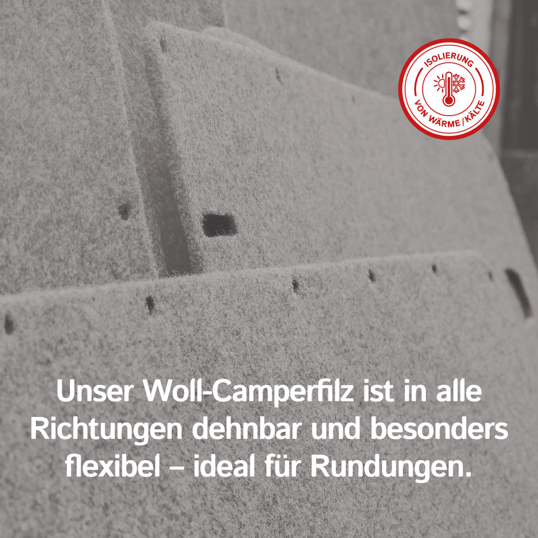 Wollfilz für Camper: 100% Natur-Nadelfilz - 3mm dick dehnbar & atmungsaktiv - Made in Germany