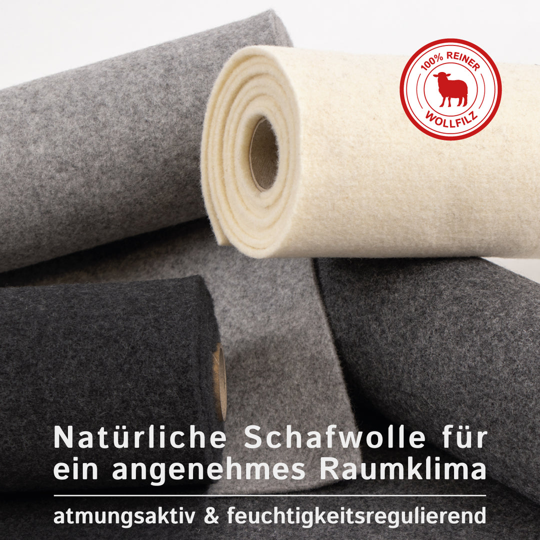 Wollfilz für Camper: 100% Natur-Nadelfilz - 3mm dick dehnbar & atmungsaktiv - Made in Germany