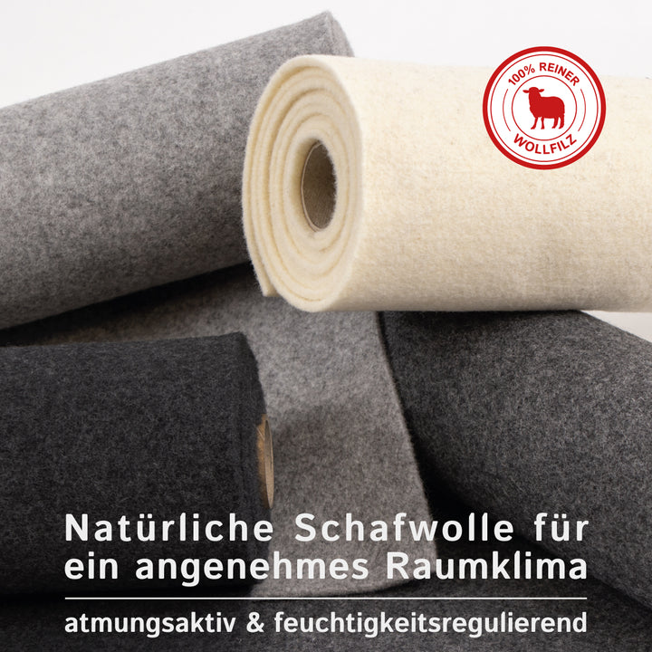 Wollfilz für Camper: 100% Natur-Nadelfilz - 3mm dick dehnbar & atmungsaktiv - Made in Germany