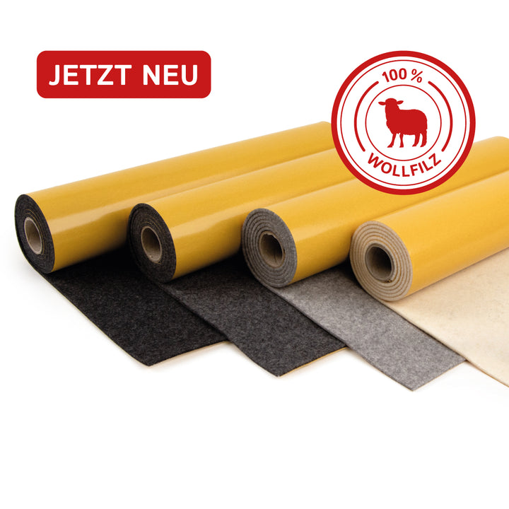 Wollfilz für Camper selbstklebend: 100% Natur-Nadelfilz - 3 mm dick dehnbar & atmungsaktiv - Made in Germany