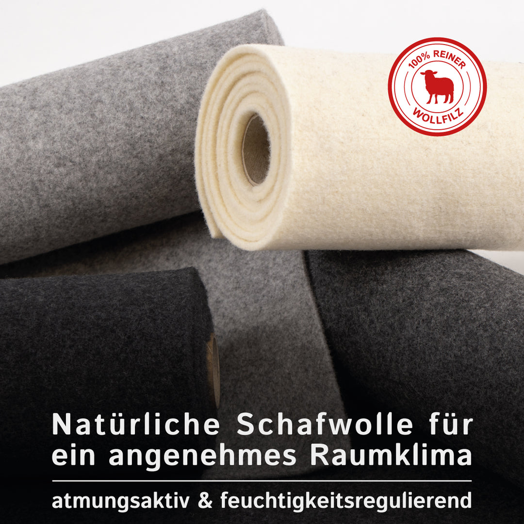 Wollfilz für Camper selbstklebend: 100% Natur-Nadelfilz - 3 mm dick dehnbar & atmungsaktiv - Made in Germany