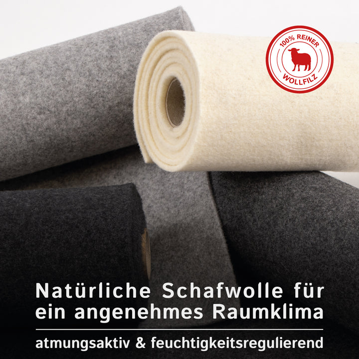 Wollfilz für Camper selbstklebend: 100% Natur-Nadelfilz - 3 mm dick dehnbar & atmungsaktiv - Made in Germany