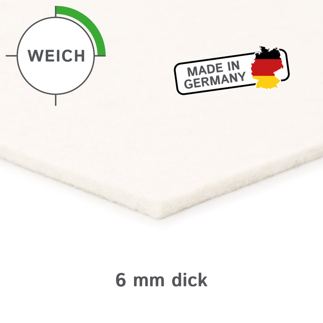 Wollfilz Zuschnitt 6 mm dick, (weich - 0,20 g/cm³)