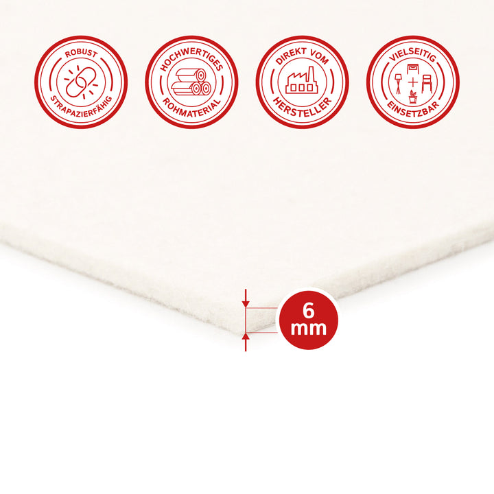 Wollfilz Zuschnitt 6 mm dick, (weich - 0,20 g/cm³)