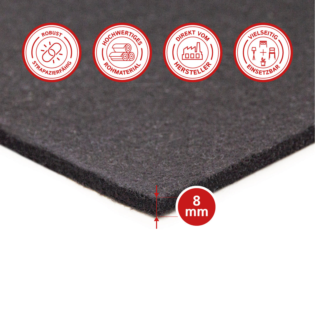 Wollfilz Zuschnitt 8 mm dick, (weich - 0,20 g/cm³)