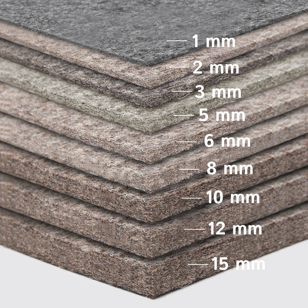 Wollfilz Zuschnitt 2 mm dick, (fest - 0,36 g/cm³)