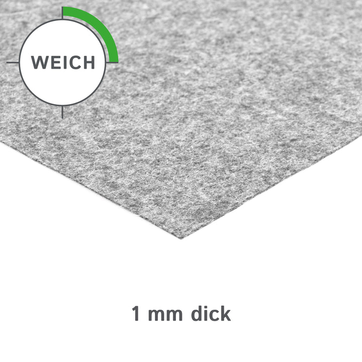 Fustella autoadesiva in feltro di lana morbida di 1 mm di spessore - Pannello in feltro da 350 g/m² (densità 0,20 g/cm³)