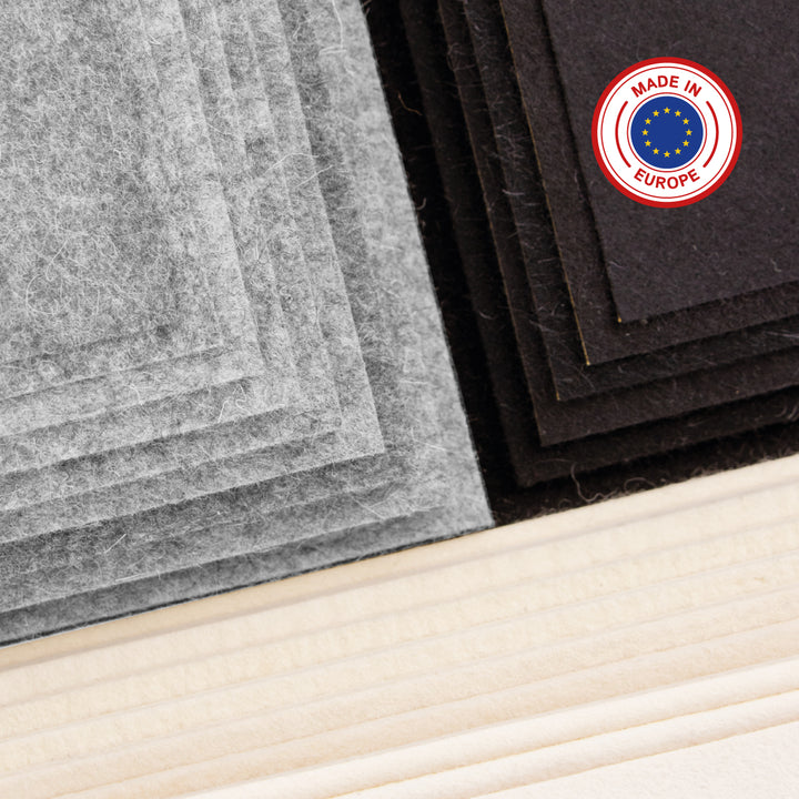Fustella autoadesiva in feltro di lana morbida di 1 mm di spessore - Pannello in feltro da 350 g/m² (densità 0,20 g/cm³)