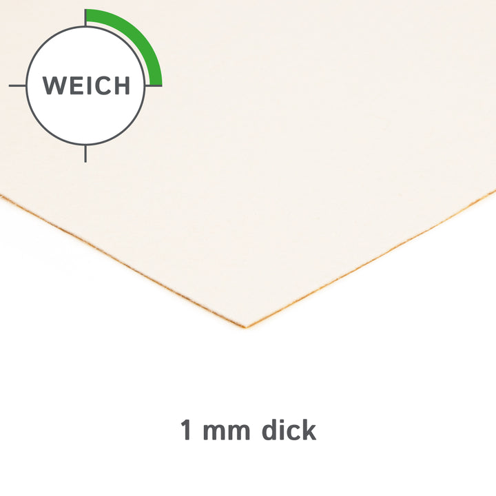 Fustella autoadesiva in feltro di lana morbida di 1 mm di spessore - Pannello in feltro da 350 g/m² (densità 0,20 g/cm³)