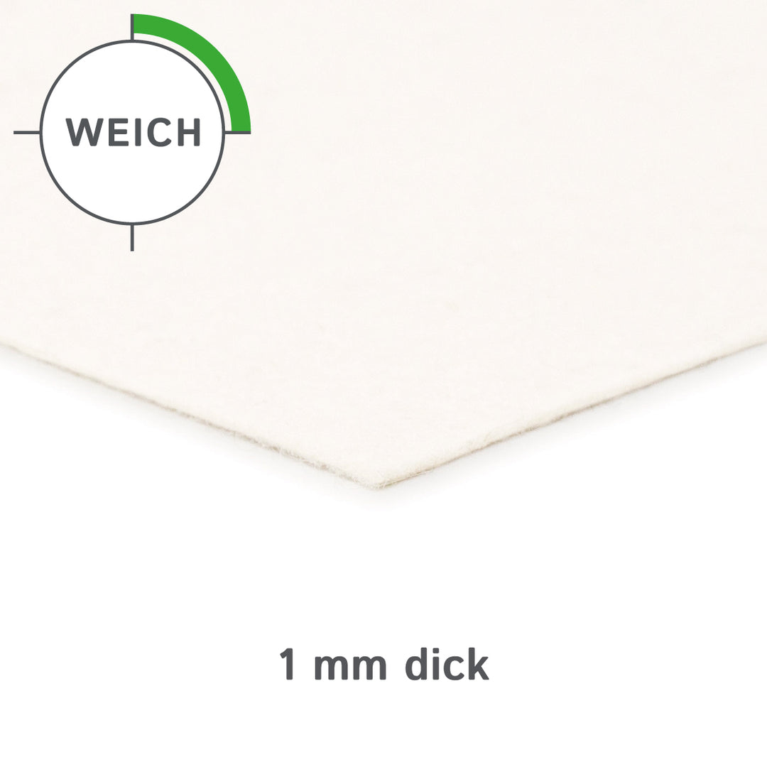 Wollfilz Zuschnitt selbstklebend 1 mm dick, (weich - 0,20 g/cm³)