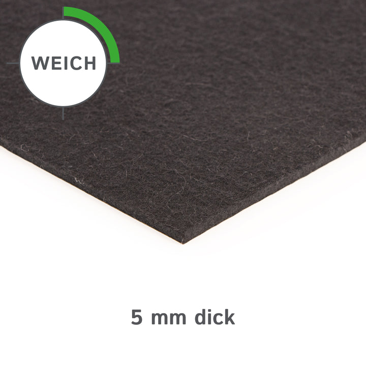 Selbstklebender weicher Wollfilz-Zuschnitt 5 mm dick – Filzplatte 1150 g/m² (Dichte 0,20 g/cm³)