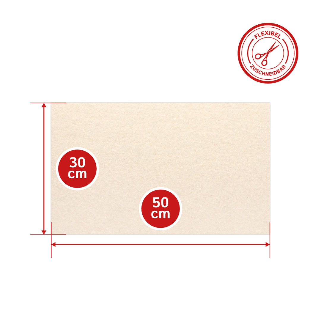 Wollfilz Zuschnitt selbstklebend 3 mm dick, (fest - 0,36 g/cm³)