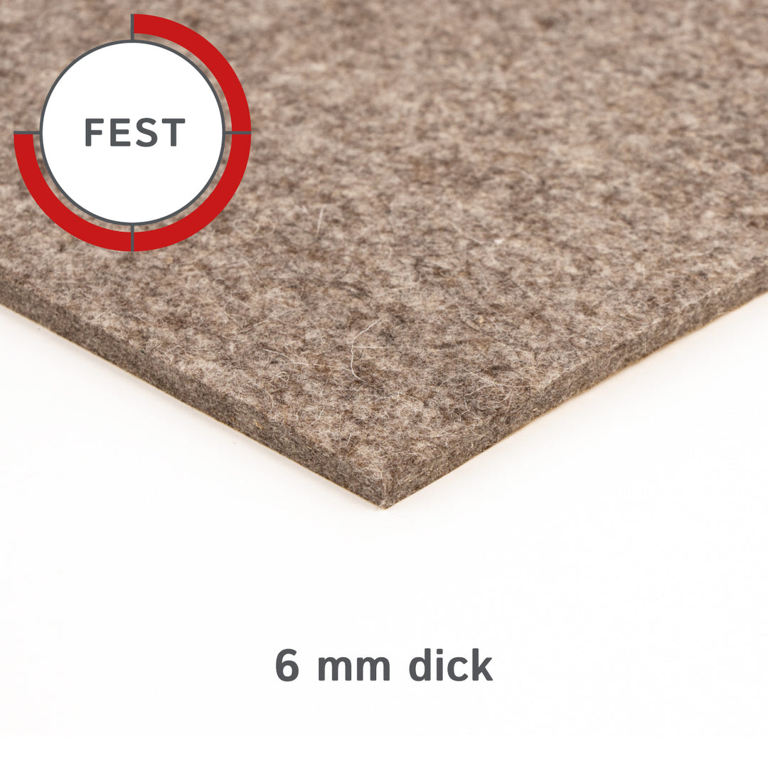 Wollfilz Zuschnitt selbstklebend 6 mm dick, (fest - 0,36 g/cm³)