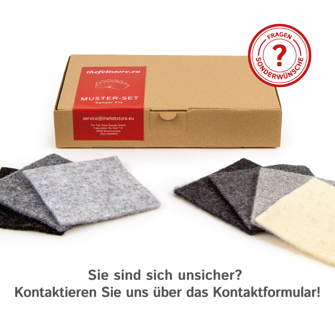 Camper Filz Musterset (7-teilig) – 3x Carpet-Nadelfilz & 4x Wollfilz aus 100 % Schafwolle (ca. 3 mm)
