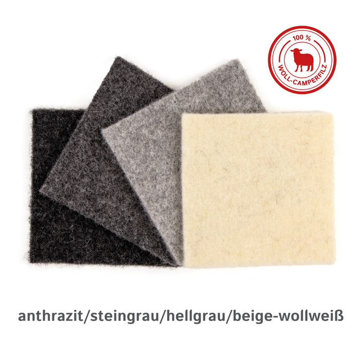 Camper Filz Musterset – 7 Muster | Nadelfilz aus PP (3) & Wolle (4), ohne oder mit Kleber