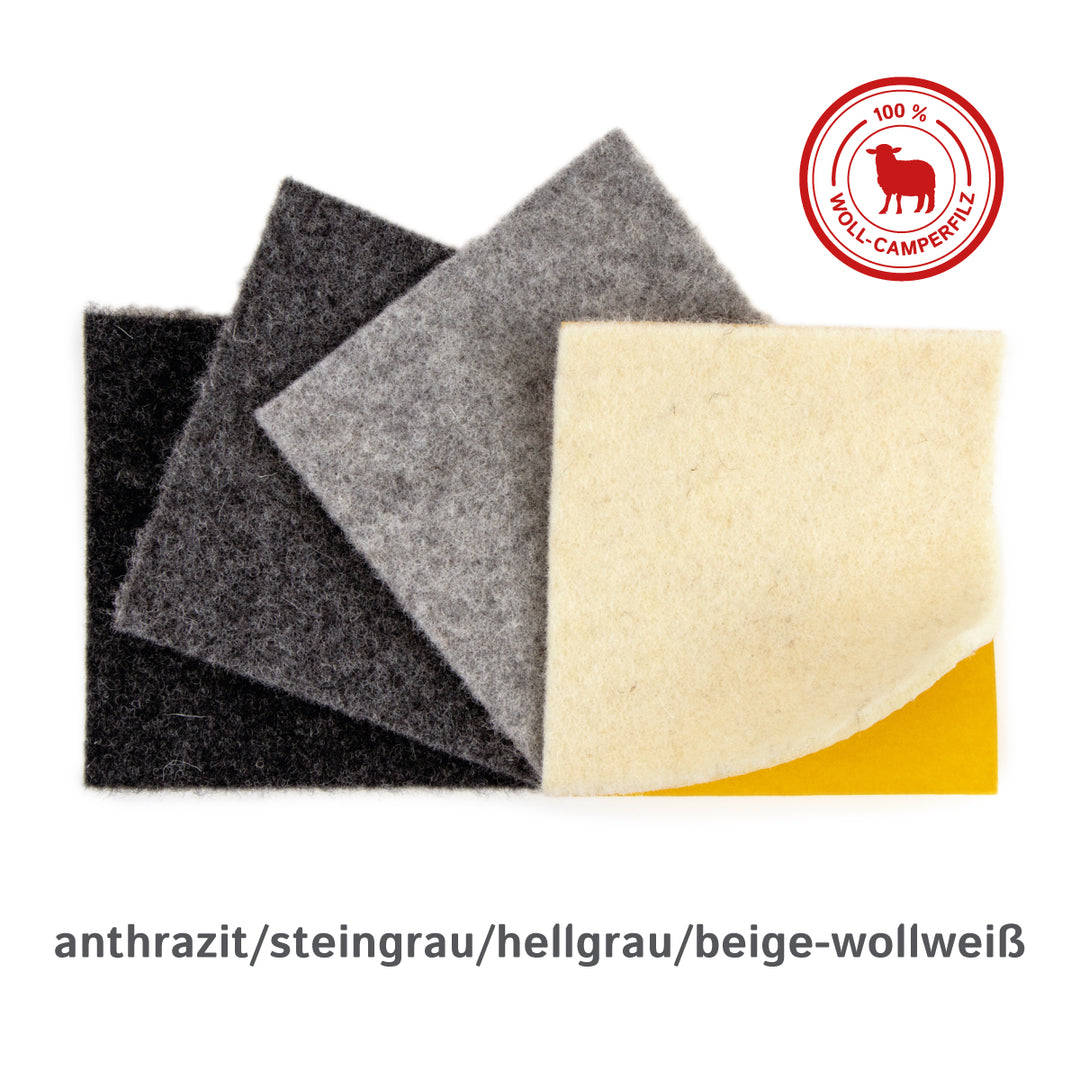 Camper Filz Musterset – 7 Muster | Nadelfilz aus PP (3) & Wolle (4), ohne oder mit Kleber