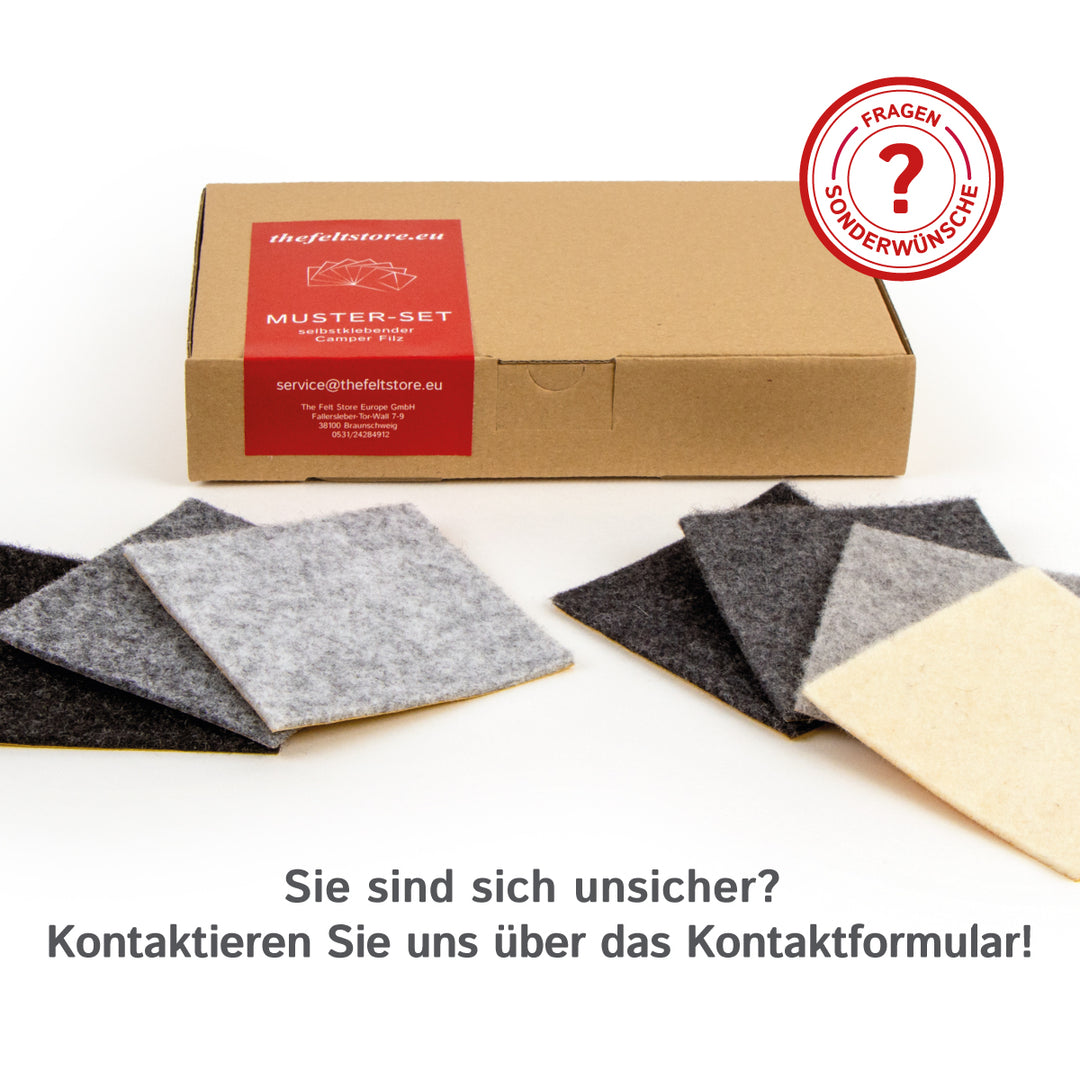Camper Filz Musterset (7-teilig) – 3x Carpet-Nadelfilz & 4x Wollfilz aus 100 % Schafwolle (ca. 3 mm)