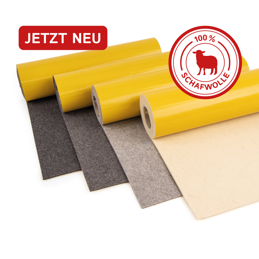 Akustikfilz selbstklebend aus 100 % Schafwolle, ca. 4,5 mm dick – Filz-Meterware für Wand, Decke & Innenausbau