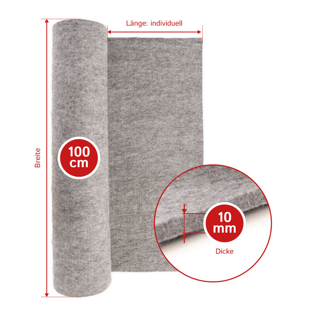 Akustikfilz Meterware 10 mm aus PES, Made in Germany