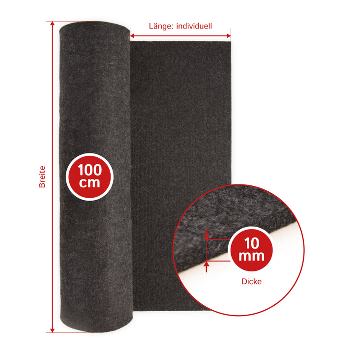 Akustikfilz Meterware selbstklebend 10 mm aus PES, Made in Germany